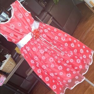 NWT Ellie Coral Floral Kids Dress with White Accents